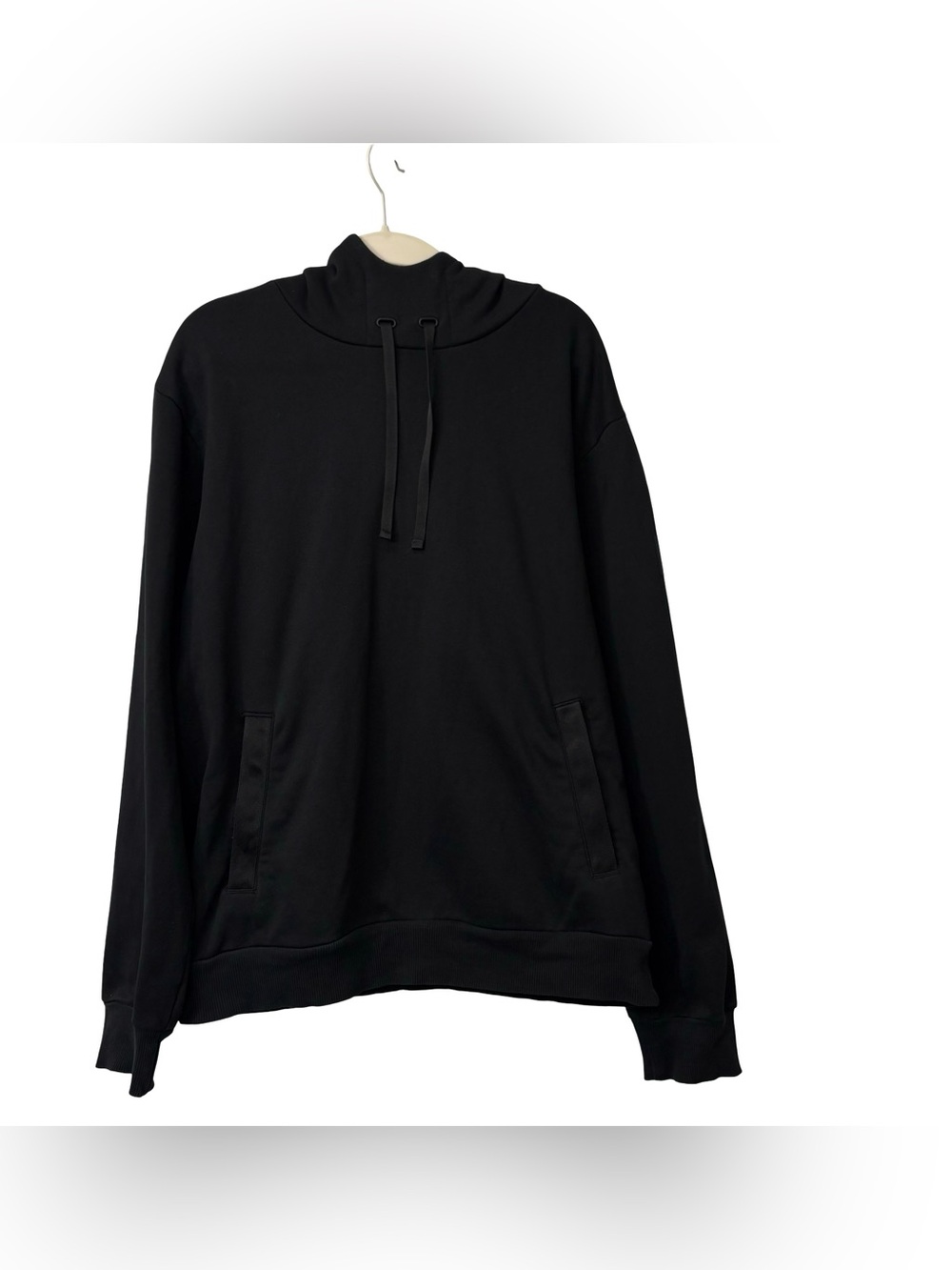 Alo Yoga Black High neck Zipped Pockets Pullover Hoodie Size Medium